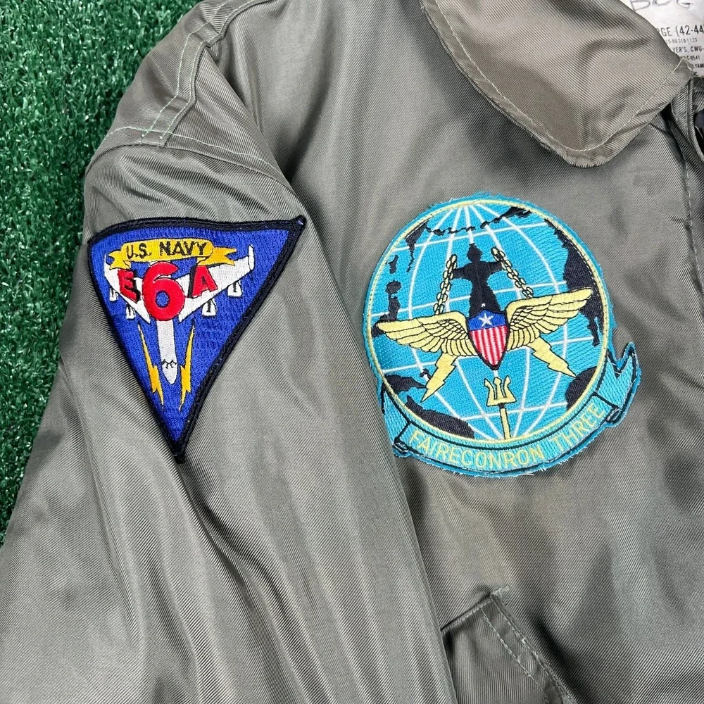 VTG‎ ISRATEX CWU-45/P Flight Jacket Men's Large Olive Green Aramid Patches 90s